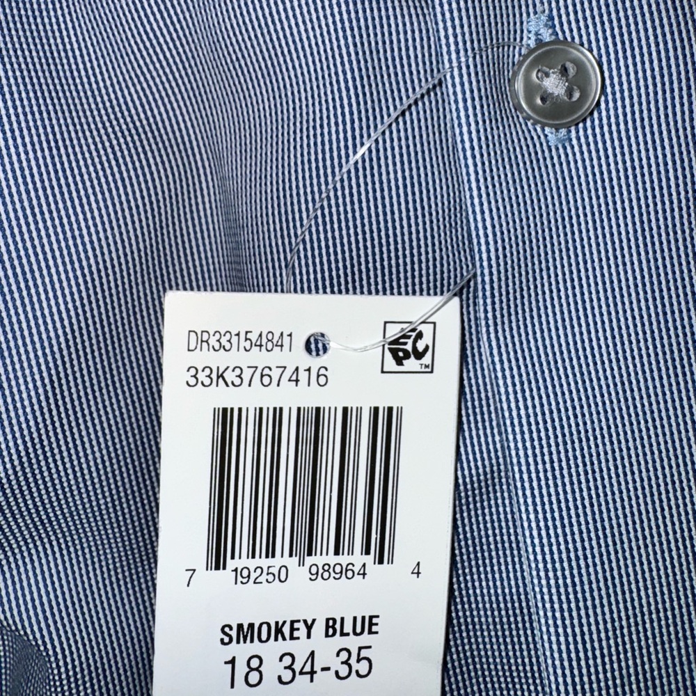 Calvin Klein Smokey Blue Striped Dress Shirt 2XL SIZE 18 Collar. New.